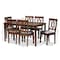Baxton Studio Augustine Grey Upholstered and Walnut Wood 7-Piece Dining Set 165-10548-10520 - alternate 5